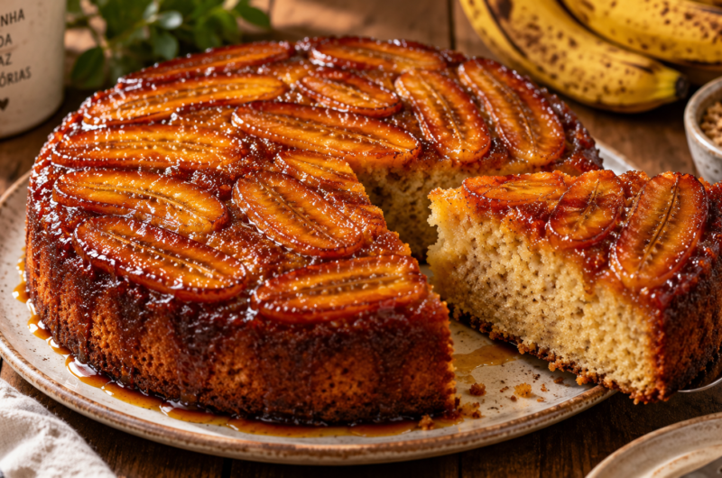 Bolo de Banana Caramelizada: Receita F&aacute;cil, Fofinha e com Sabor de Casa de V&oacute;