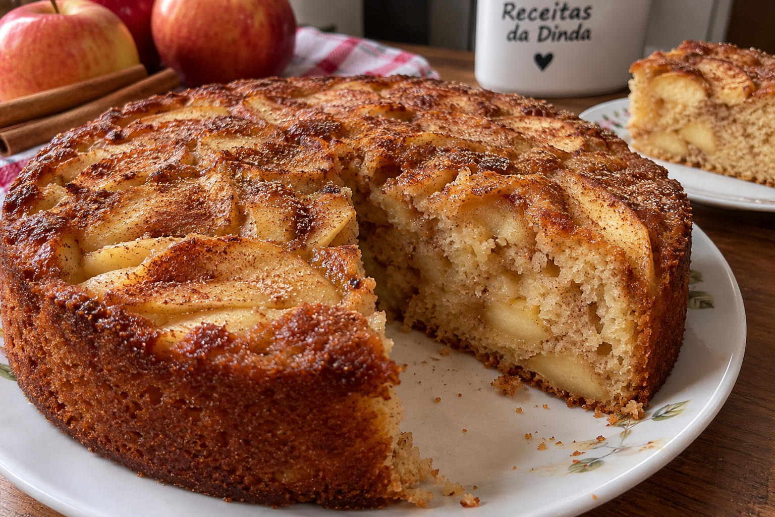 Bolo de Ma&ccedil;&atilde; com Canela Fofinho: Receita Caseira, &Uacute;mida e com Cheiro de Casa